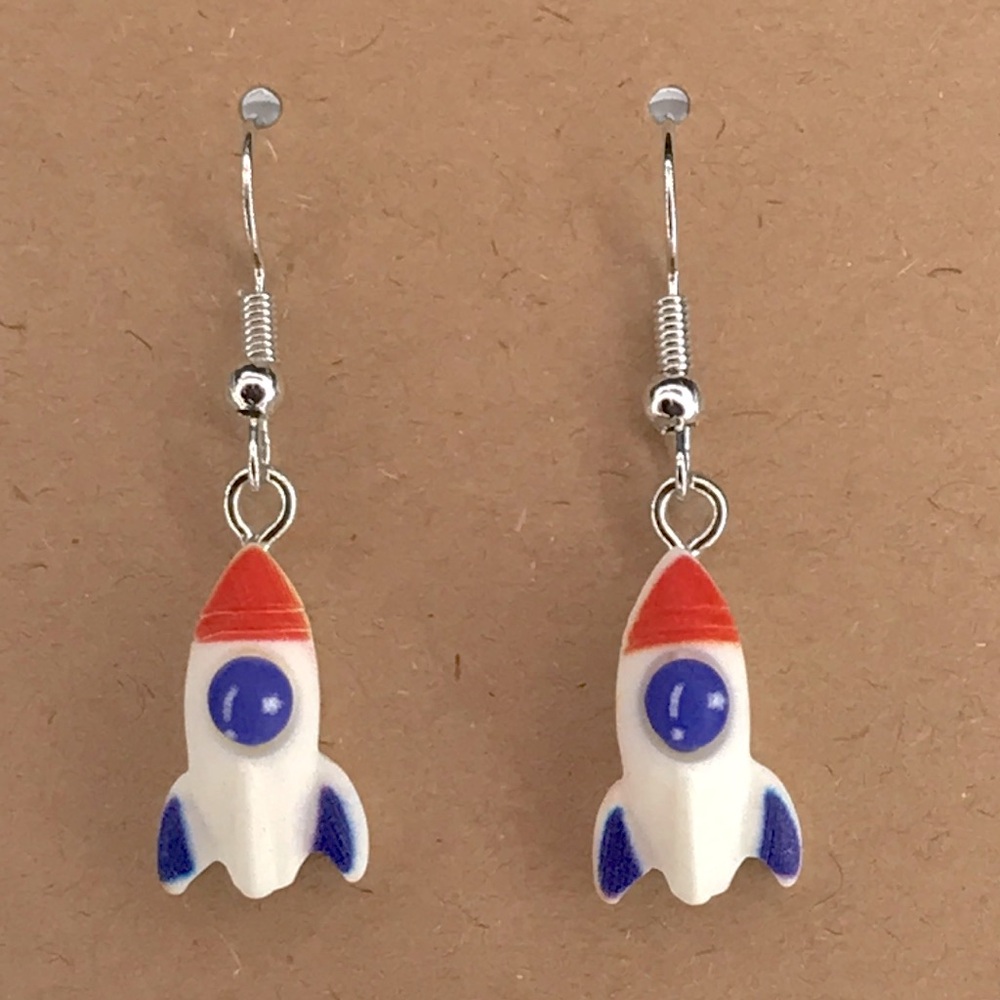 Fashion Jewelry Rocket Ship Earrings in Red, White, and Blue Fashion Jewelry